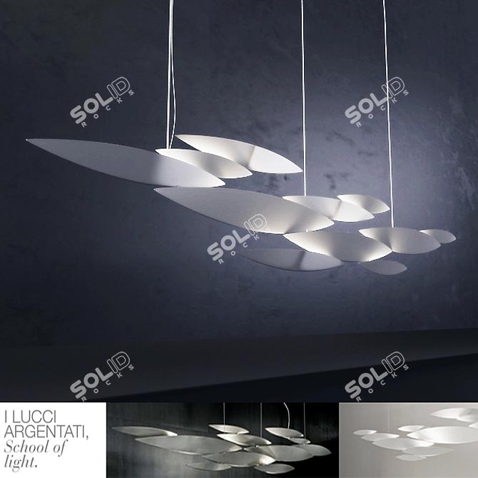 Title: Sparkling Silver Birds Chandelier 3D model image 1