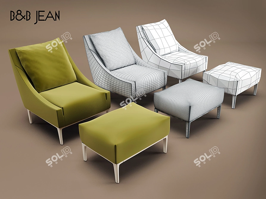 B&B Jean (J74) - Stylish and Comfortable 3D model image 1