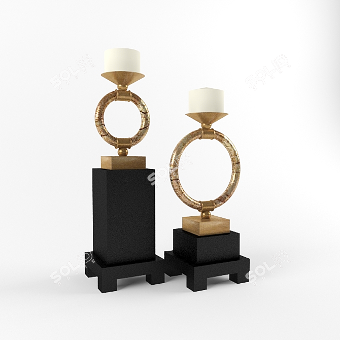 Modern American Wood Candle Holders 3D model image 1