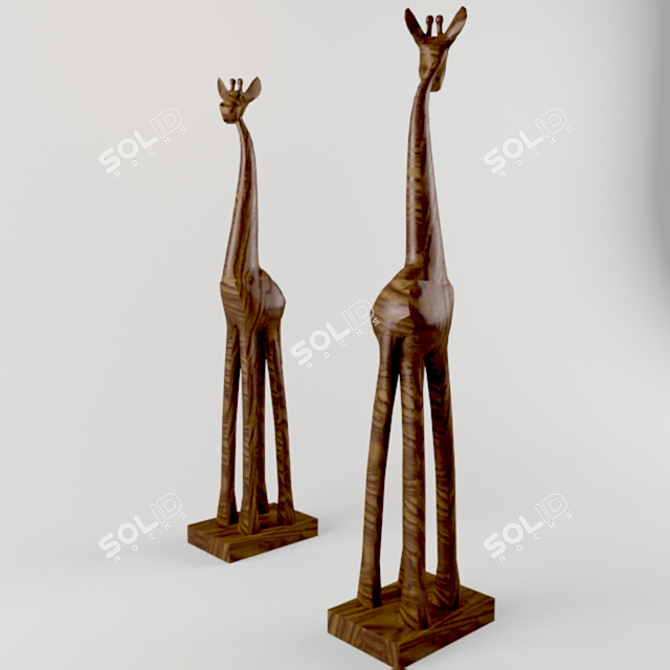 Wooden Giraffe Sculpture 3D model image 1