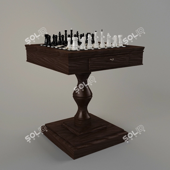 Classic Chess Table 3D model image 1