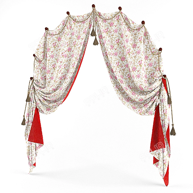 Title: Rustic Charm: Country Curtains 3D model image 1