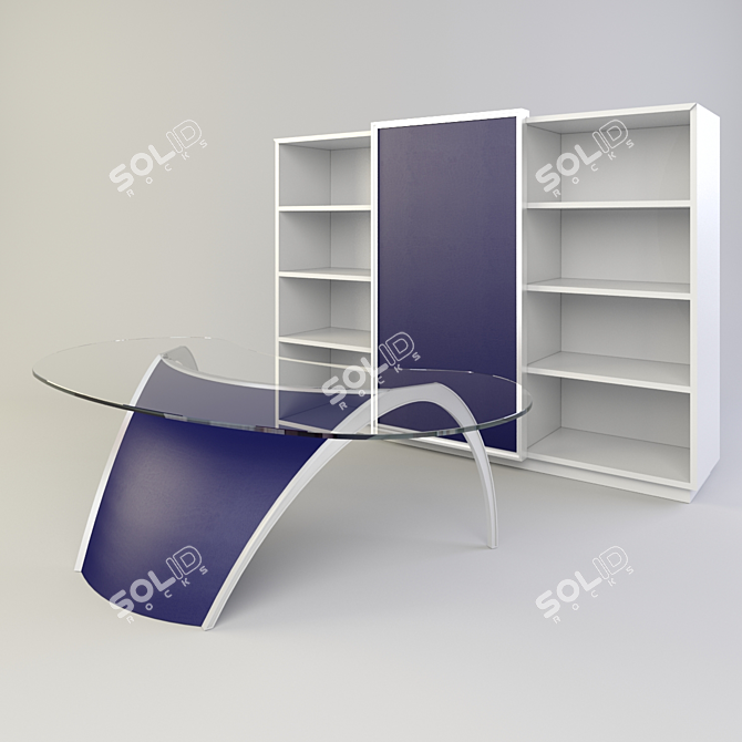 Luna Executive Desk & Cabinet Set 3D model image 1