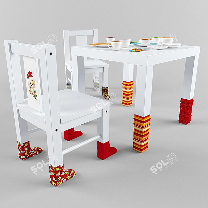 Kids Table and Chairs 3D model image 1