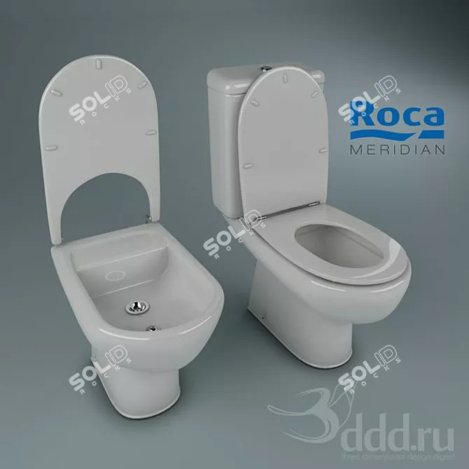 Roca Meridian Toilette & Bidet Set 3D model image 1