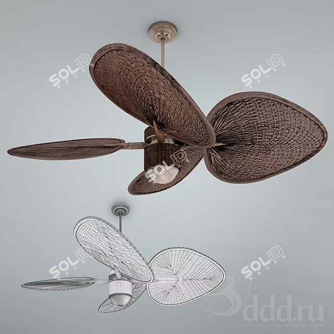 Tropical Breeze Palm Fan 3D model image 1