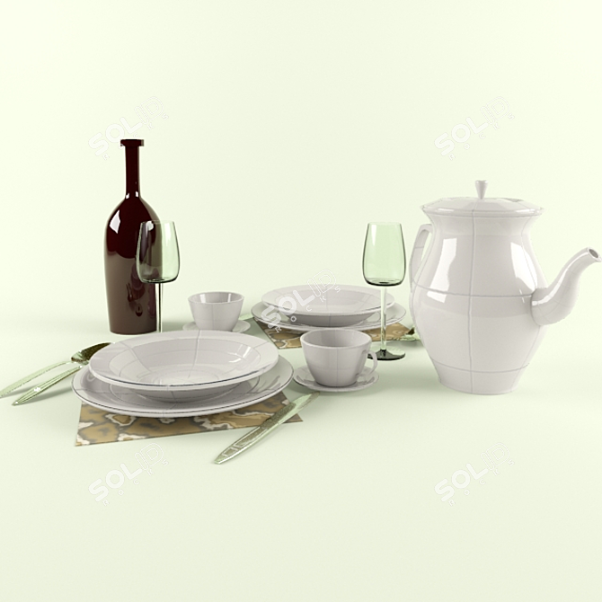 2-Person Table Set 3D model image 1