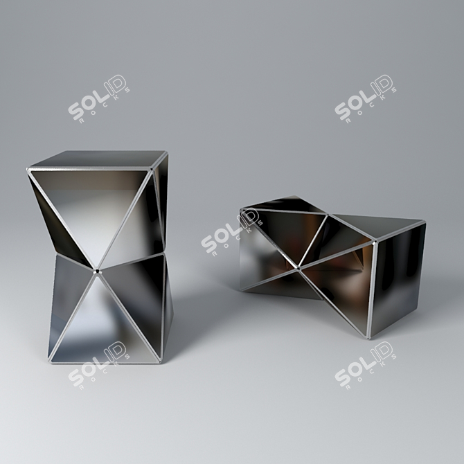 Elegant Reflections: Faceted Mirror Side Table 3D model image 1