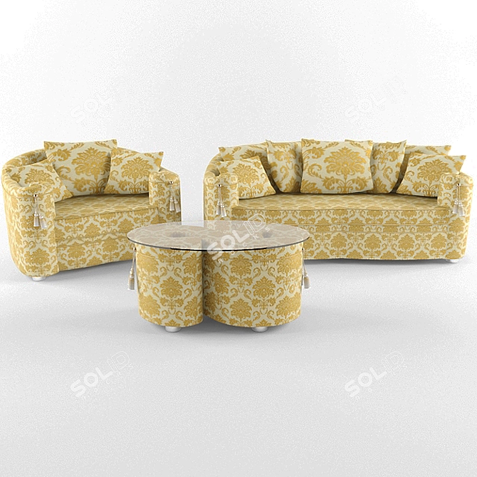 Italian Mishel Sofa Set: Sofas, Armchairs & Coffee Tables in Perfect Sizes 3D model image 1