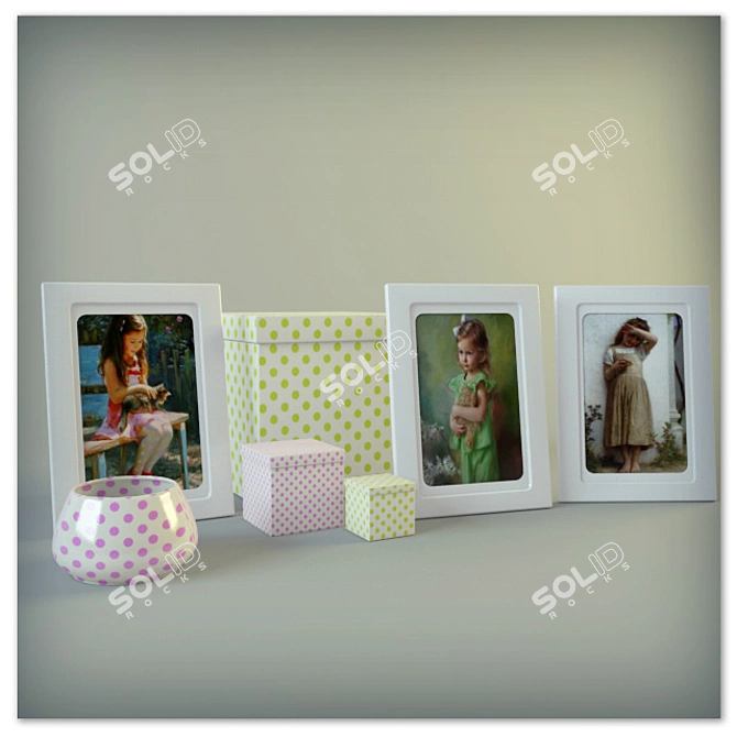 Tiny Tots Trio: Baby Photo Frames 3D model image 1