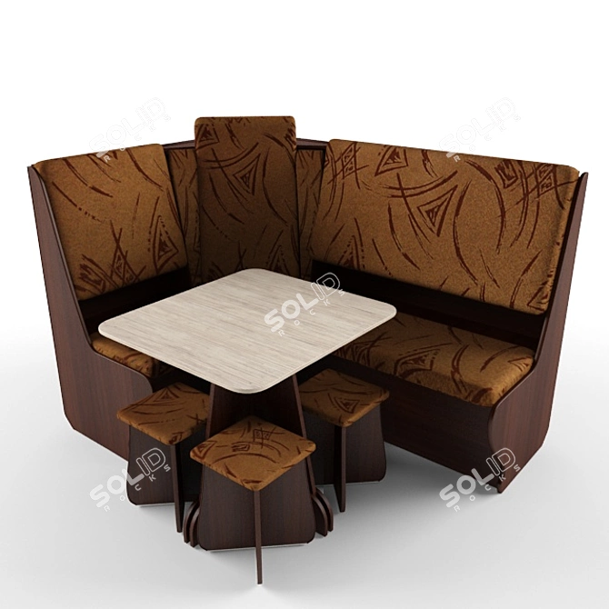 Title: Retro-Revival Corner Furniture 3D model image 1