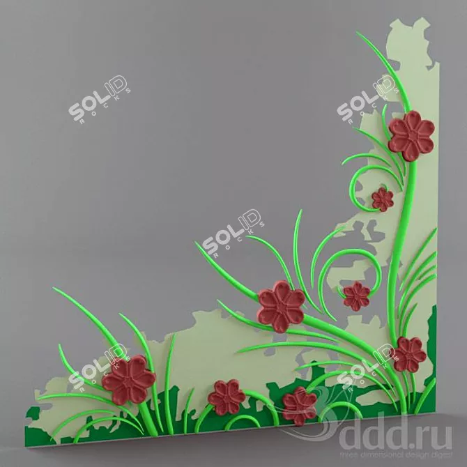 Elegant Rose Wall Decor 3D model image 1