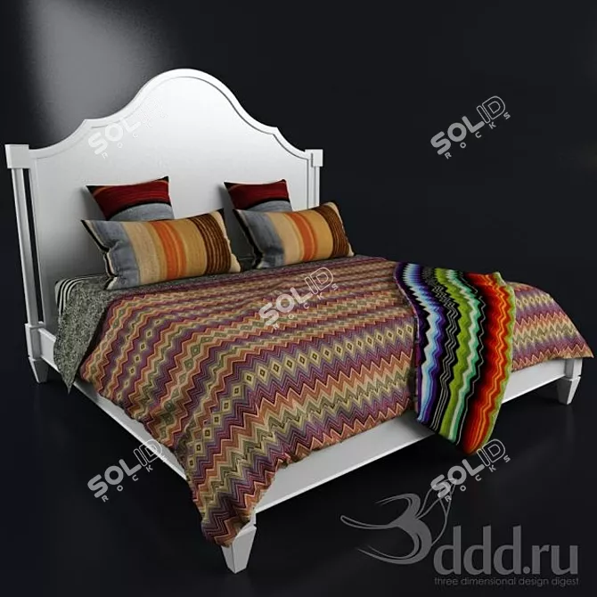 Classic Missoni Texture Kings Bed 3D model image 1