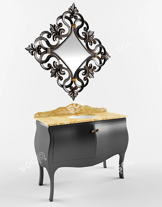 Italian GAIA Vanity Mirror and Cabinet 3D model image 1