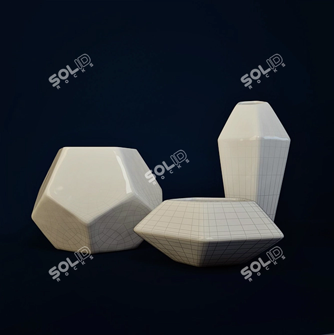 Elegant Harmony Glass Vases 3D model image 1