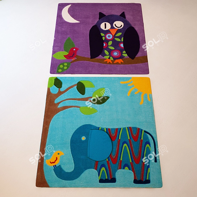 Playful Kids' Rugs: 110x160cm 3D model image 1