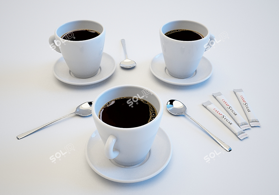 Morning Bliss: Exquisite Russian Coffee 3D model image 1