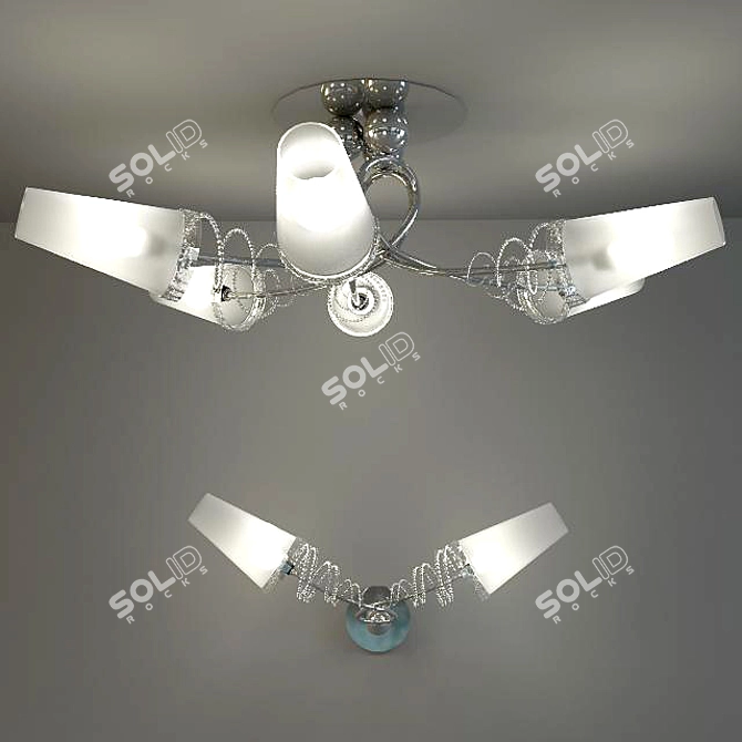 Enchanting Illumination Duo: Chandelier & Wall Lights 3D model image 1