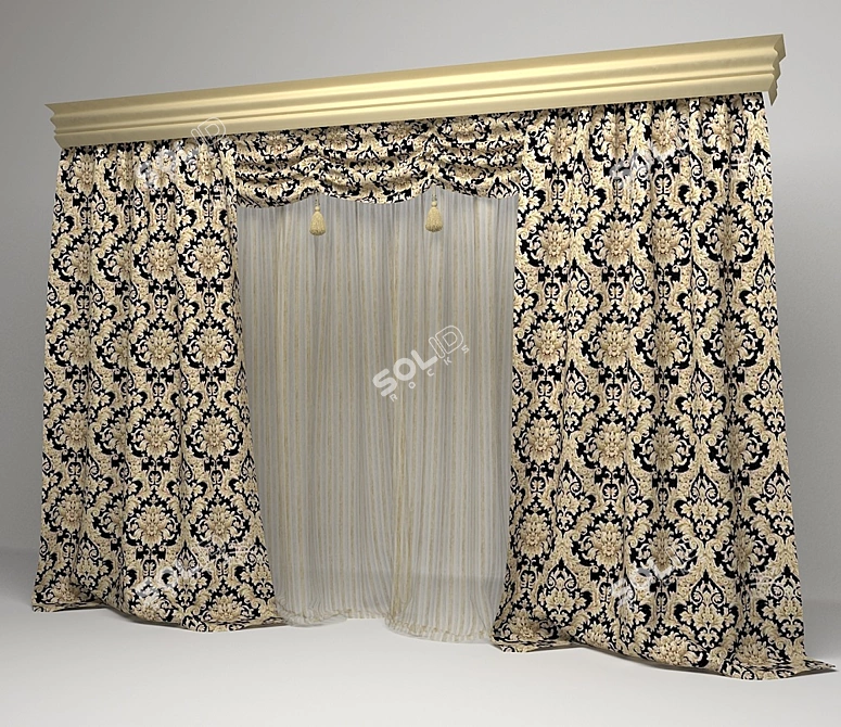 Elegant Tassel Curtains 3D model image 1