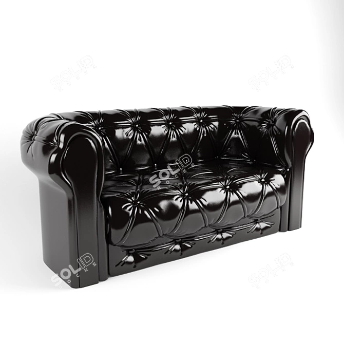 Classic Black Chesterfield 3D model image 1