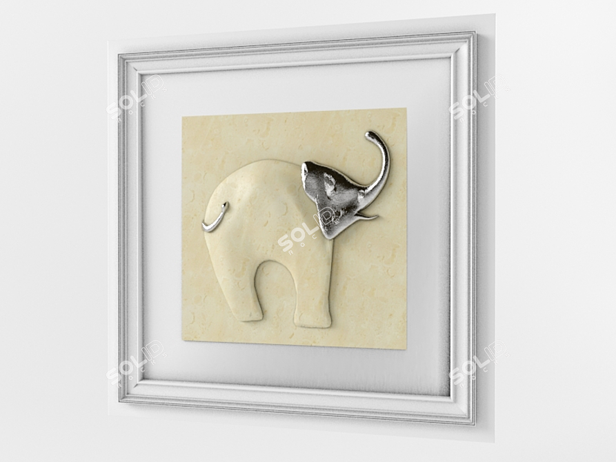 Majestic Combat: Bas-relief Elephant 3D model image 1
