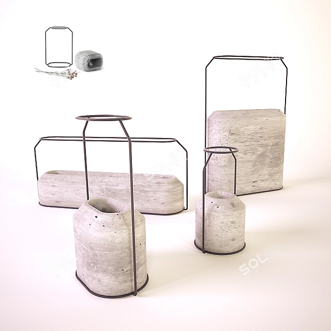 Sleek Weight Vases 3D model image 1