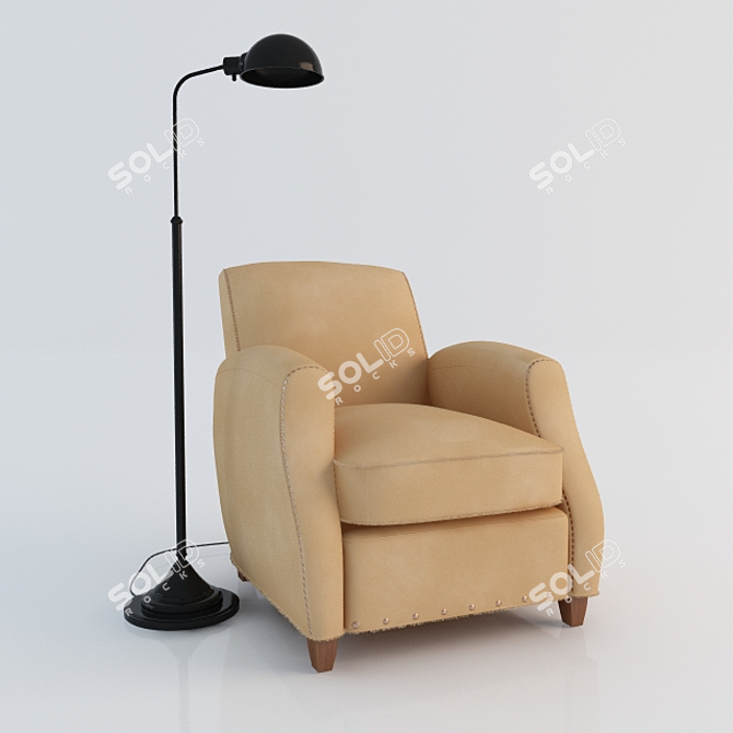 Cozy Cushioned Armchair 3D model image 1