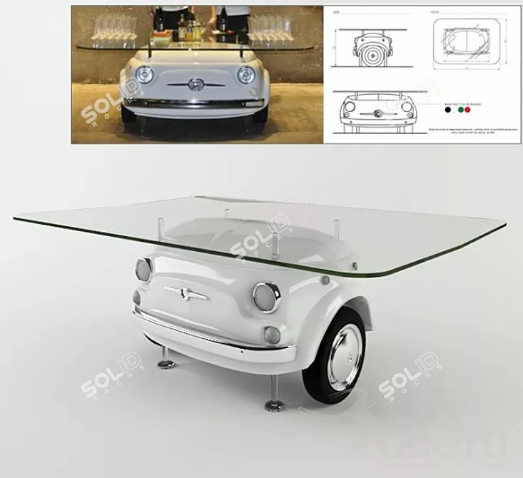 Fiat500 Picnic Table: Compact, Stylish, Versatile 3D model image 1