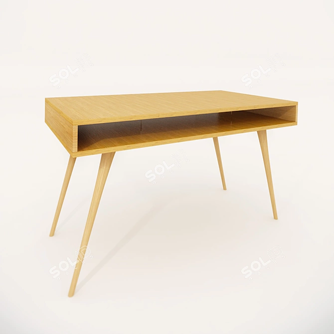Modern Wooden Desk 3D model image 1