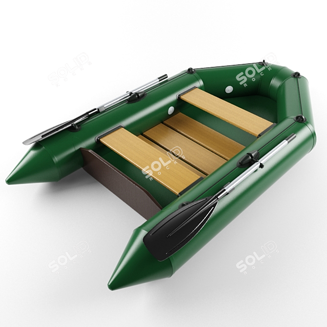 Inflatable Rubber Dinghy with Oars 3D model image 1