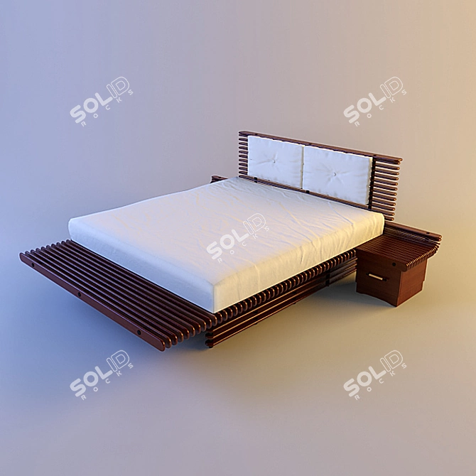 Exquisite Palm King Bed 3D model image 1