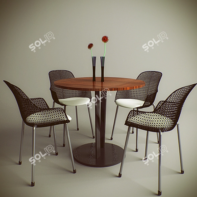 Italian Made Table and Chairs 3D model image 1