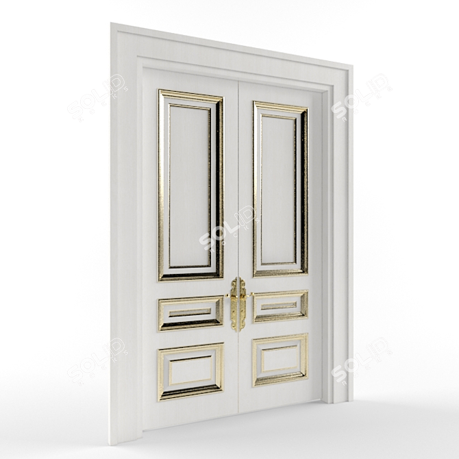 Elegant Golden Oak Door 3D model image 1