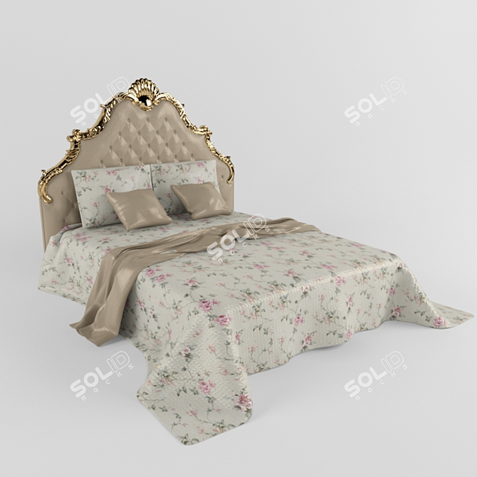 Elegant Classic Bed 3D model image 1