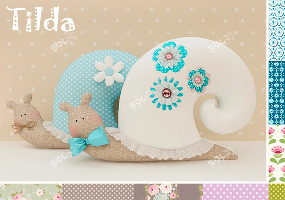 Tilda Snail Plush Toy 3D model image 1