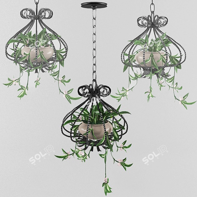 Elegant Bloom: Hanging Flower Holder 3D model image 1