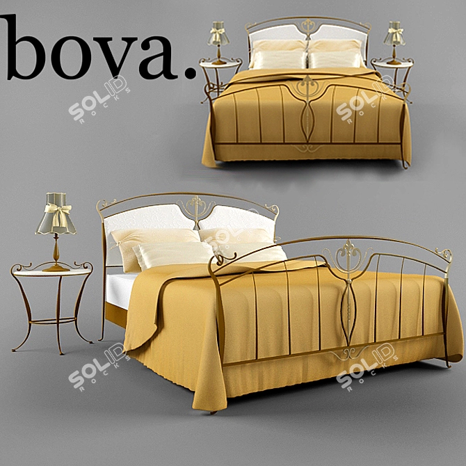 TOSCA Bed by Bova: Metal, Leather, Copper Finish 3D model image 1