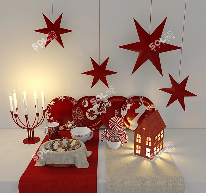 Festive Holiday Decor Set 3D model image 1