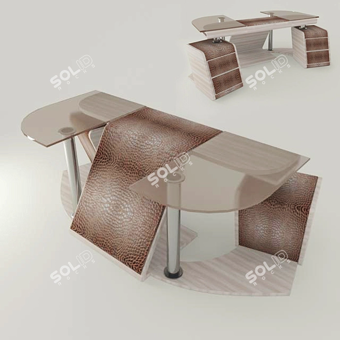 Stylish Wooden Table 3D model image 1