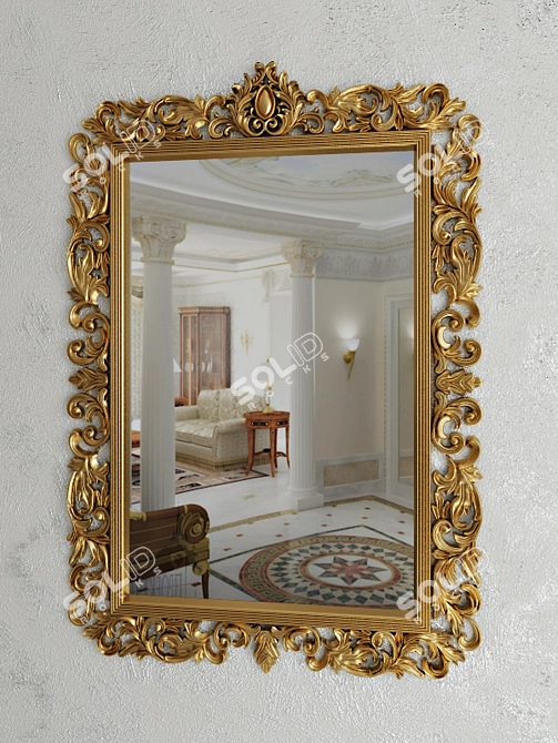 Title: Golden Patterned Mirror 3D model image 1