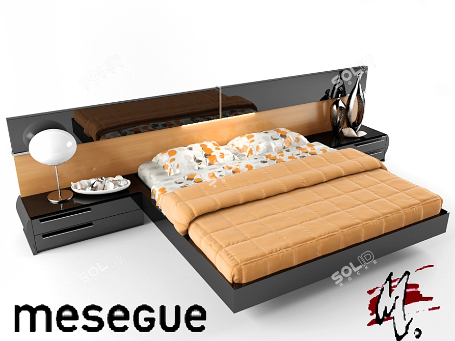 Styl Bed with Illuminated Headboard 3D model image 1