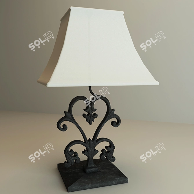 Metal Table Lamp with Fabric Shade 3D model image 1