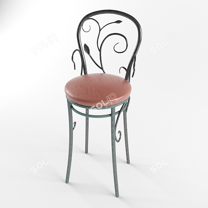 Elegant Wrought Iron Chair 3D model image 1