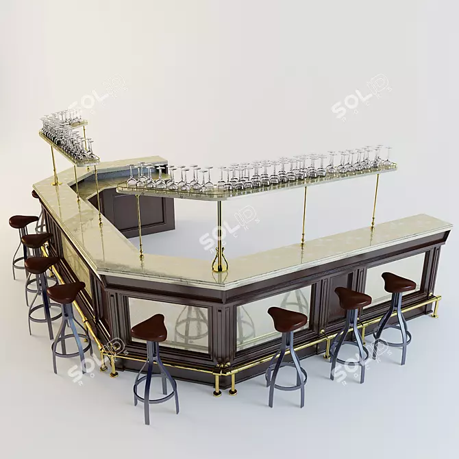 French Style Bar Table 3D model image 1