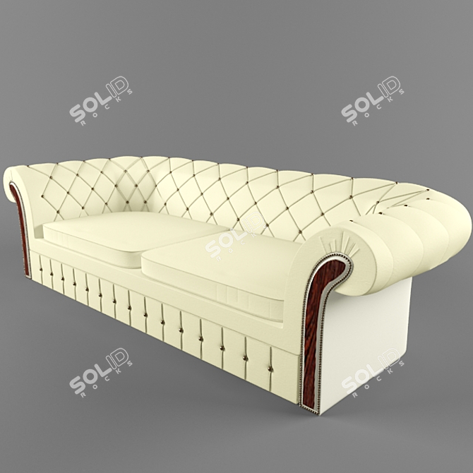 Stylish Studded Sofa 3D model image 1