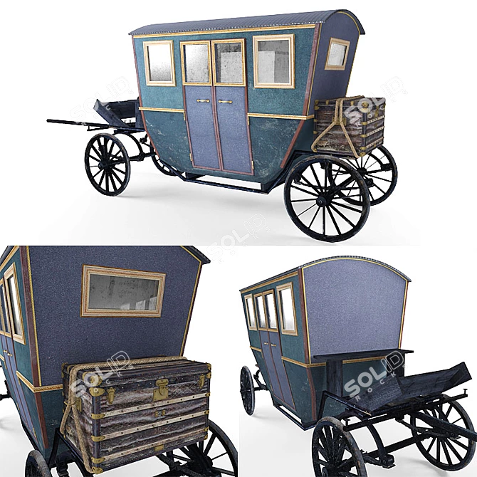 Regal Carriage: Exquisite Model with Textures 3D model image 1