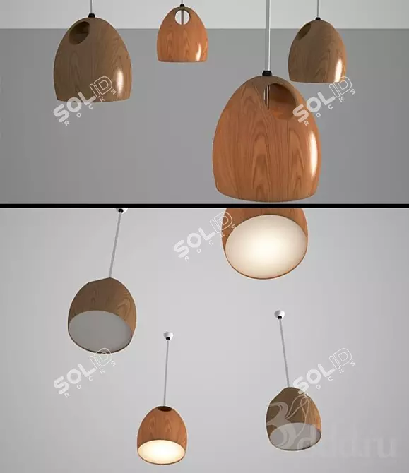 Rustic Oak Lamp 3D model image 1