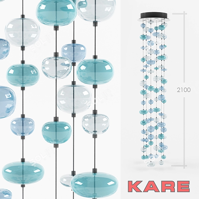 Kare Bubbles Blue Pendant Light 3D model image 1