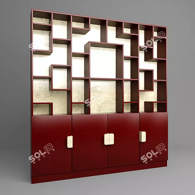 Elegant Venge Wood Bar Cabinet 3D model image 1