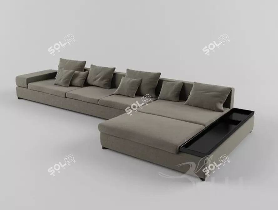 Spacious Comfort: Modern Sectional Sofa 3D model image 1